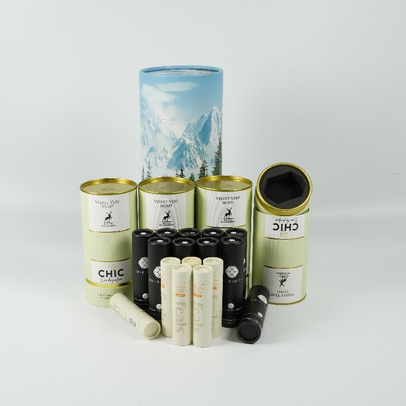 Tubo de embalagem de pincéis de maquiagem com estampagem a quente para presente de batom, cilindro de papel com impressão de logotipo personalizada
