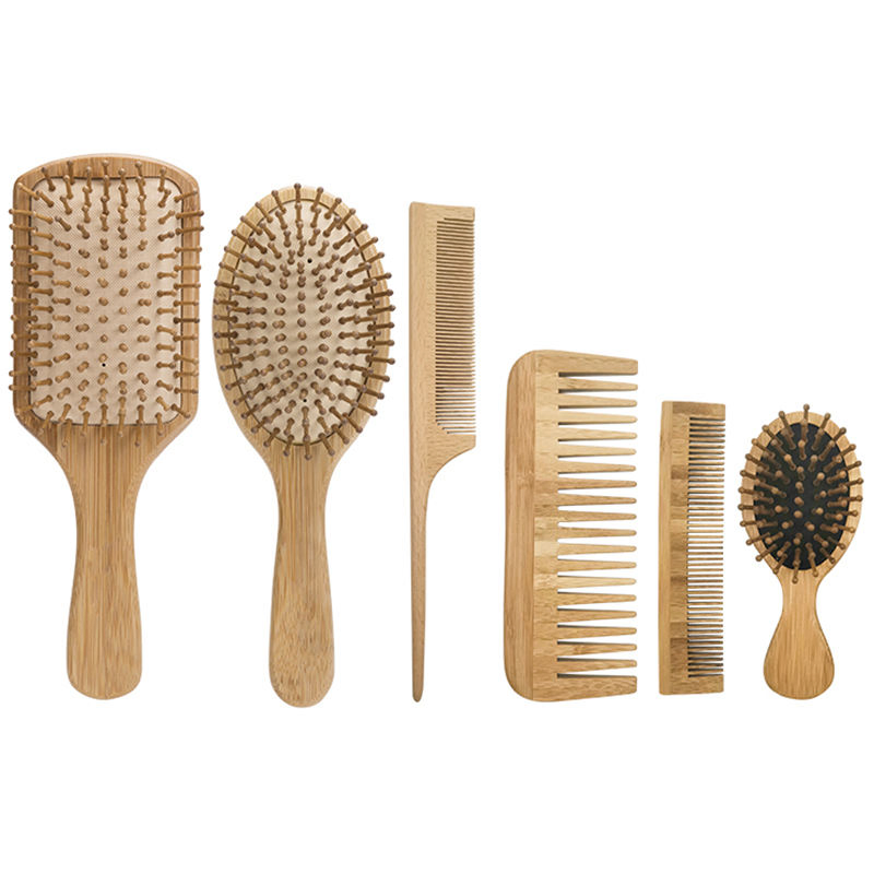 Escova de Cabelo de Madeira Sustentável com Almofada de Ar, Personalizada com Logo, Mini Eco, Orgânica em Bambu, Escova Desembaraçadora para Cabelo Cacheado