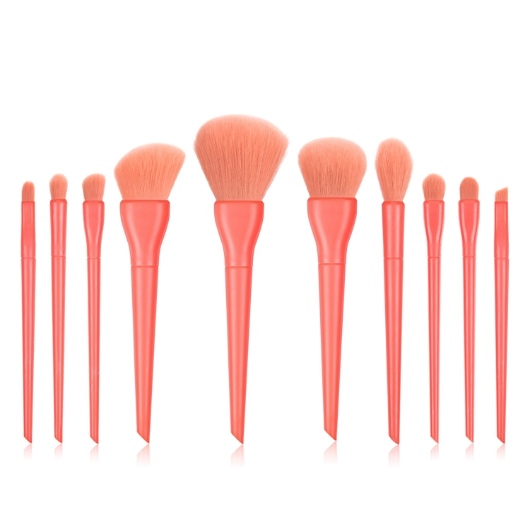 Conjunto de Pincéis de Maquiagem em Cores Candy Ecológicos 10PCS Azul Rosa Vermelho Verde Vegano Profissional com Logo Personalizado 2020