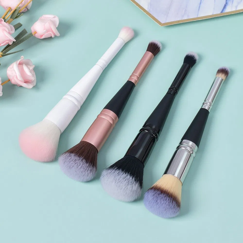 Pincel de Maquiagem de Alta Qualidade com Duas Pontas em Quatro Cores, Ferramenta de Maquiagem Cosmética Profissional de Luxo com Logo OEM