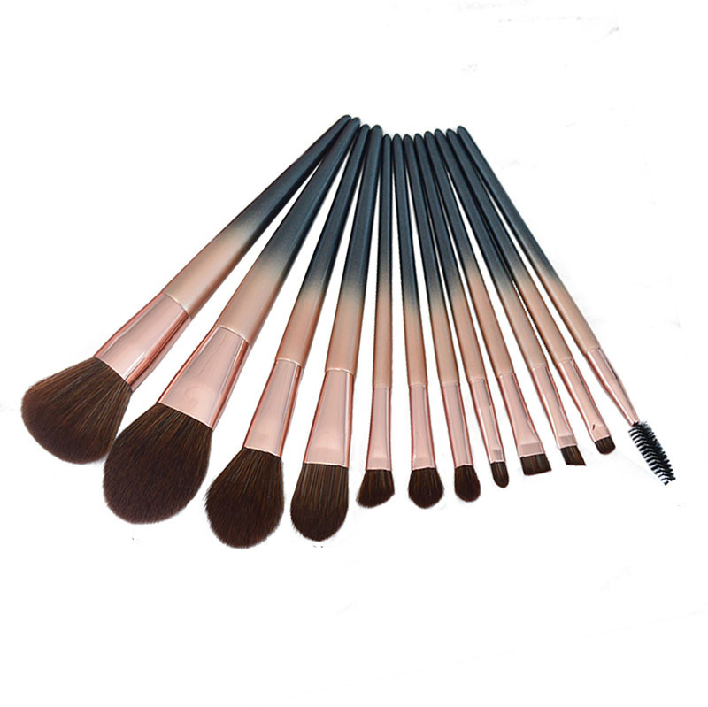 Conjunto de Pincéis de Maquiagem com Cabo de Madeira Beautichen 12PCS - Pincéis de Fibra Sintética para Base, Corretivo, Sombra e Pó