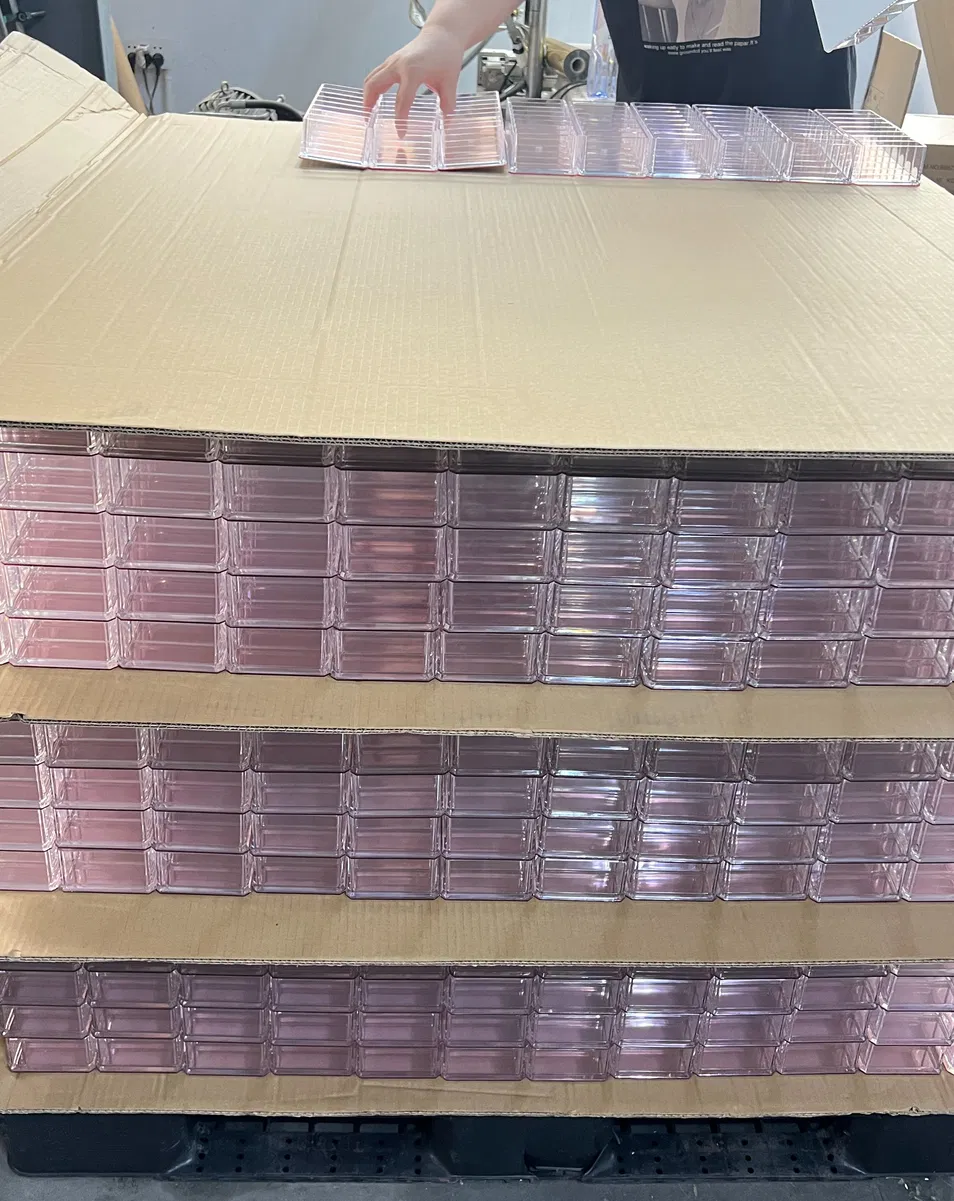 Organizador de Maquiagem de Acrílico Personalizado com Espelho Base Rosa Grande Capacidade Caixa de Armazenamento de Cosméticos Suporte para Batom
