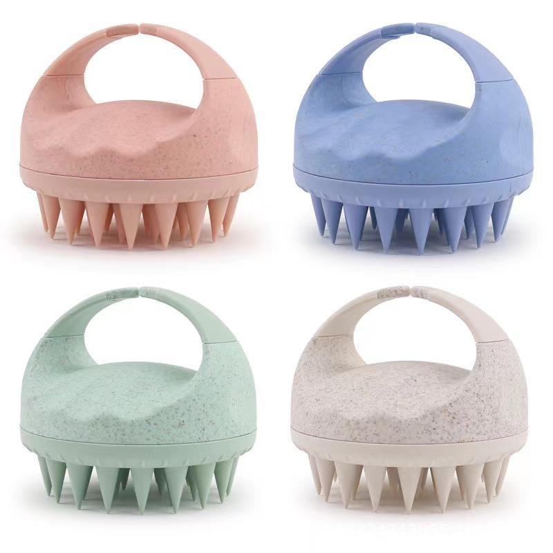 Novos Chegados Escova de Silicone para Couro Cabeludo Massageador Escova de Cabelo de Palha de Trigo Acessório de Cuidado Capilar para Escova de Shampoo Massagem no Couro Cabeludo