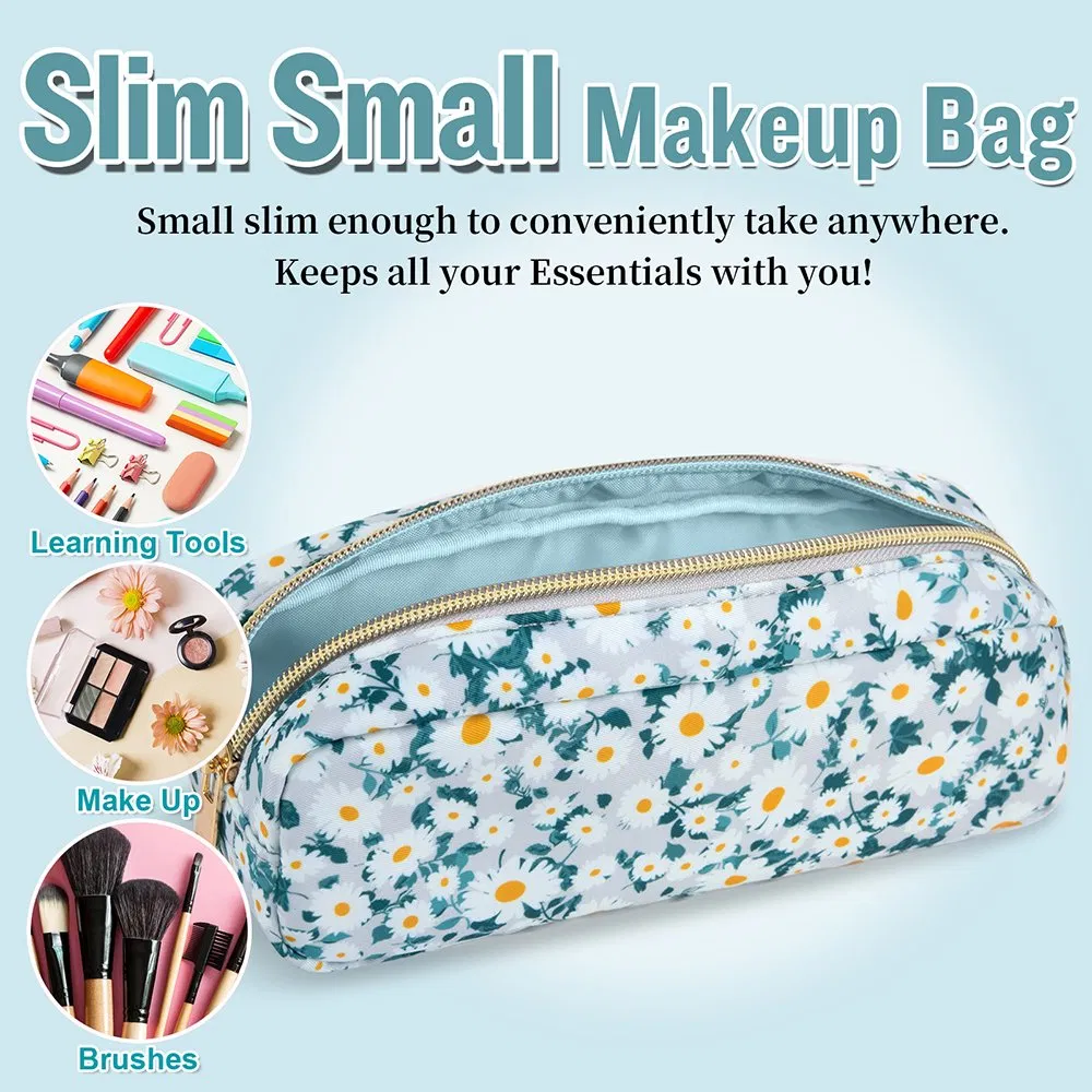 Bolsa de Maquiagem Floral Estilosa com Zíper para Viagem
