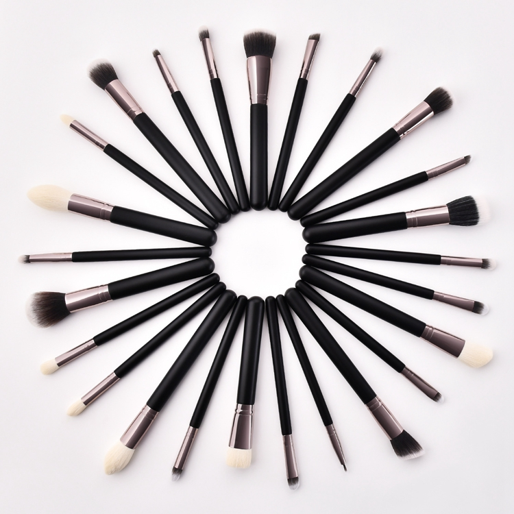 25PCS Conjunto de Pincéis de Maquiagem Profissional de Luxo e Livre de Crueldade com Brilho