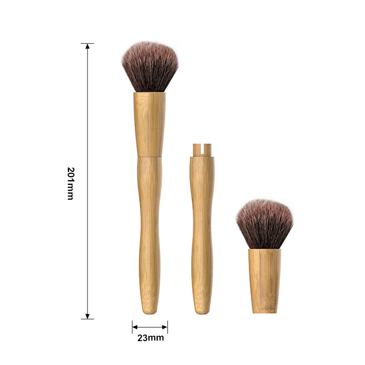 Pincéis de Maquiagem de Fundação de Bambu Recarregáveis na Cor Preta Personalizados com Etiqueta Privada