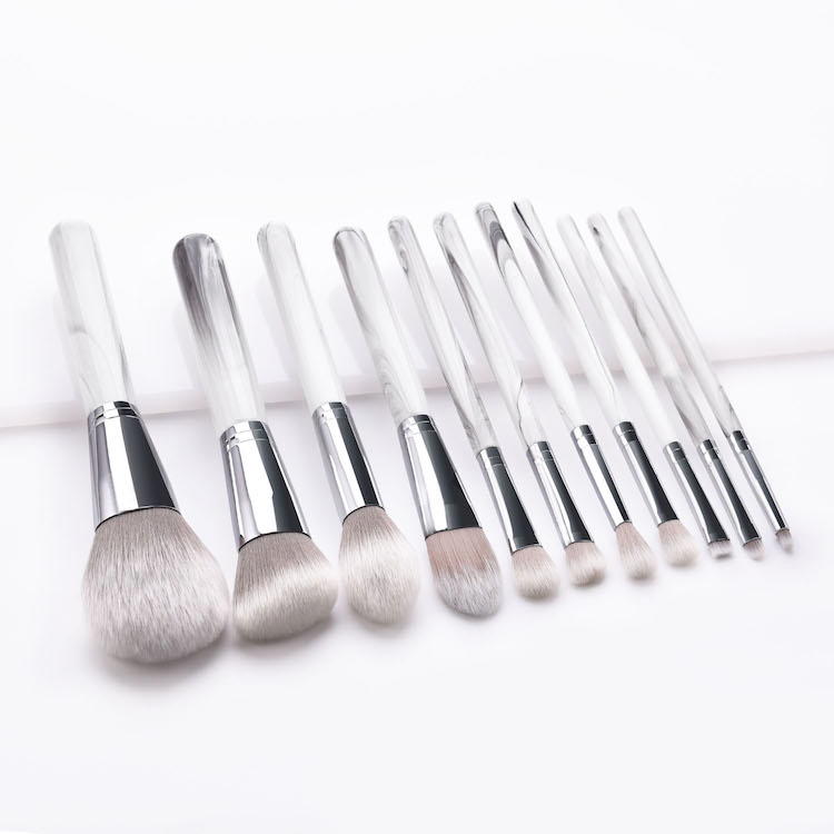 Pincéis de Maquiagem de Mármore Pincel para Pó Pincéis para Sombra de Olho Pincel Vegano para Blush Pincel para Corretivo Pincel para Delineador Pincel para Lábios Pincel Plano para Base Pincel para o Rosto