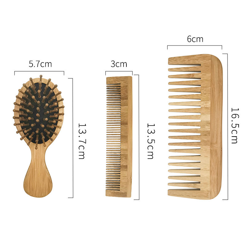Escova de Cabelo de Madeira Sustentável com Almofada de Ar, Personalizada com Logo, Mini Eco, Orgânica em Bambu, Escova Desembaraçadora para Cabelo Cacheado
