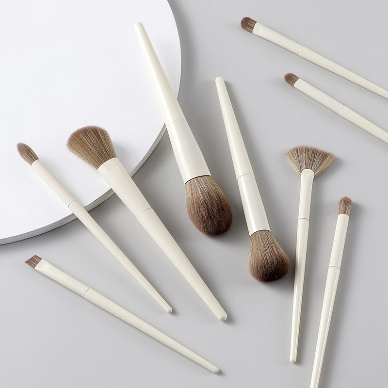 Conjunto de Pincéis de Maquiagem Bege Logotipo Personalizado Pincéis de Maquiagem Plástico Marca Privada