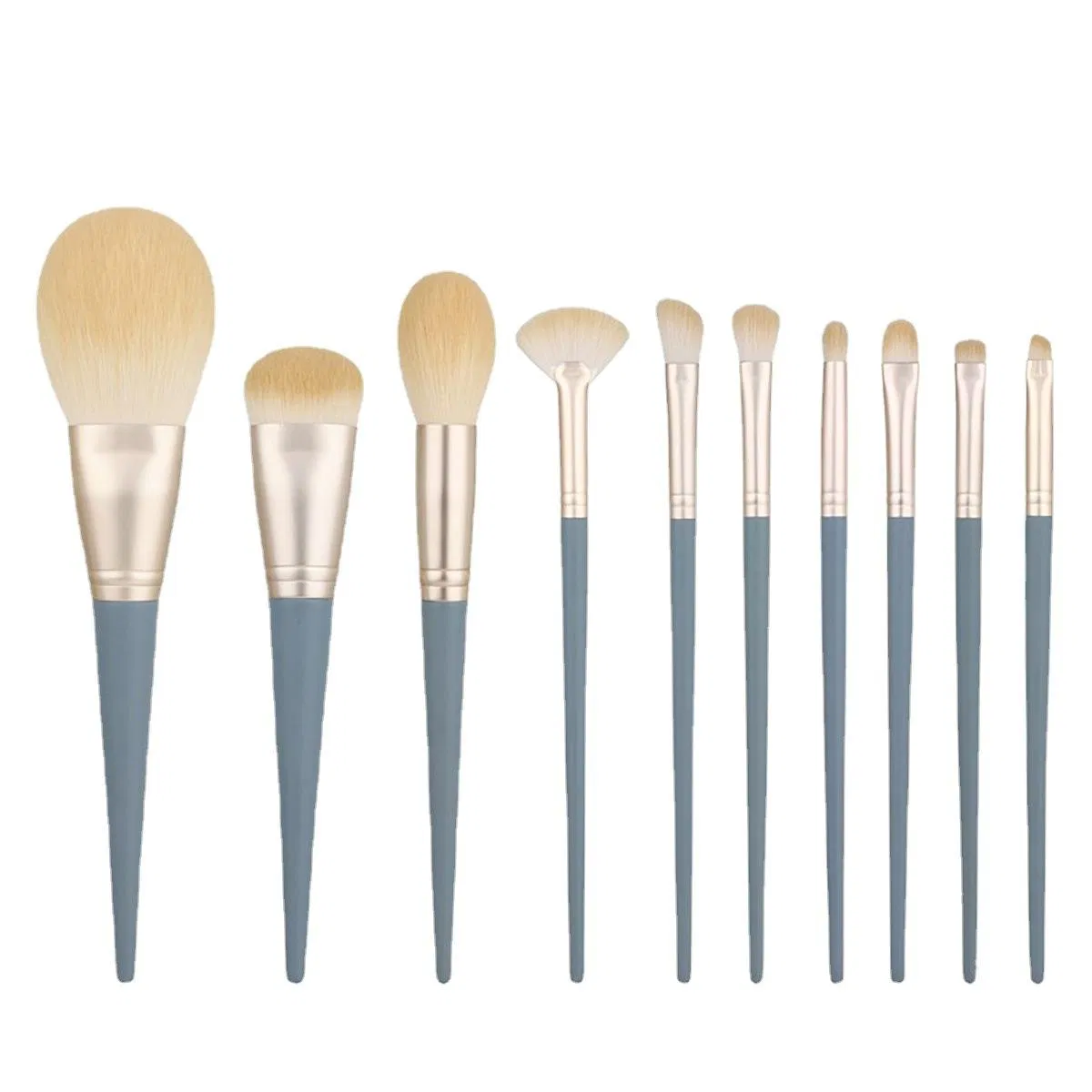 Conjunto de Pincéis de Maquiagem de Plástico por Atacado 10 Pincéis Portáteis com Cerdas Macias para o Rosto