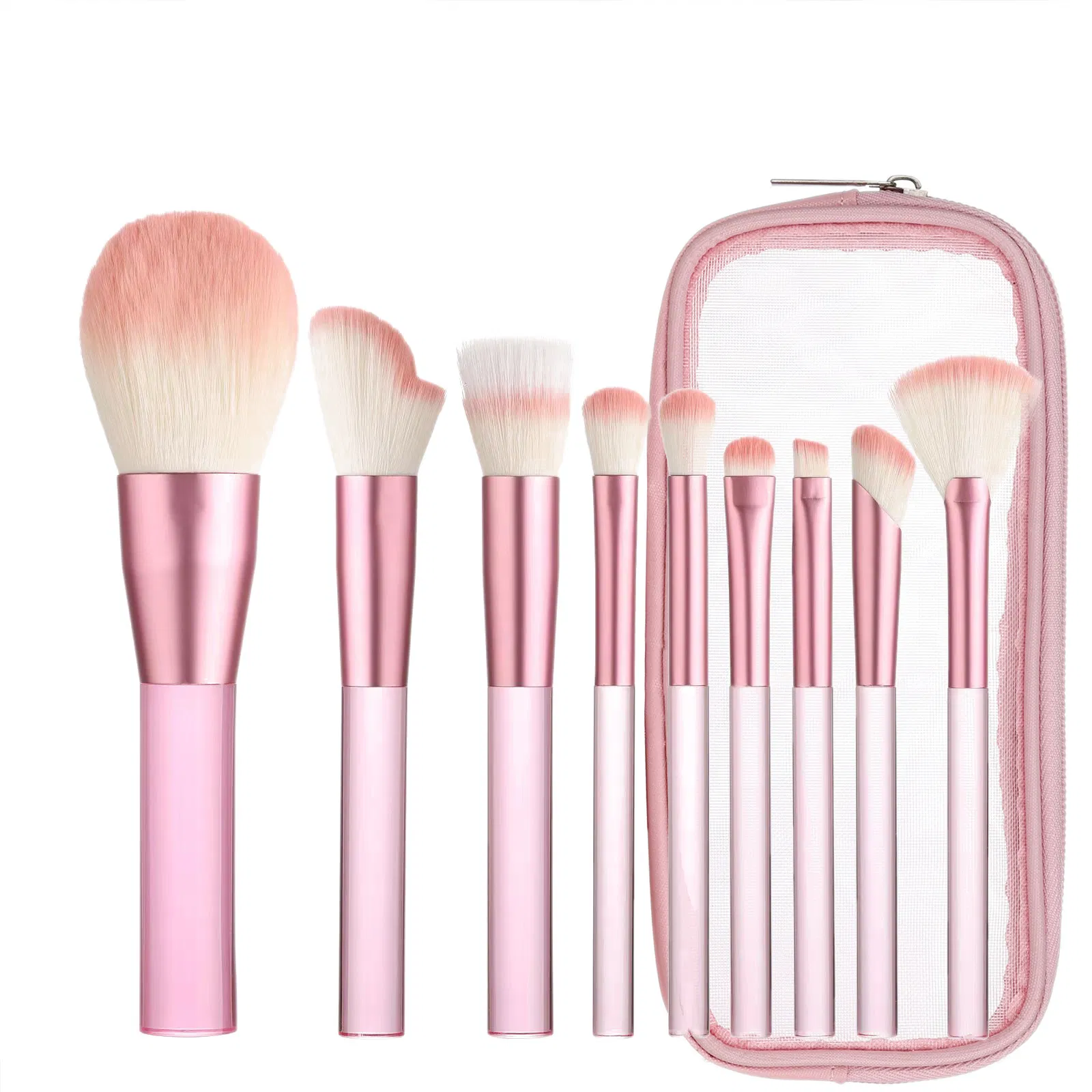 Conjunto de Pincéis de Maquiagem Veganos Macios para Viagem com Bolsa