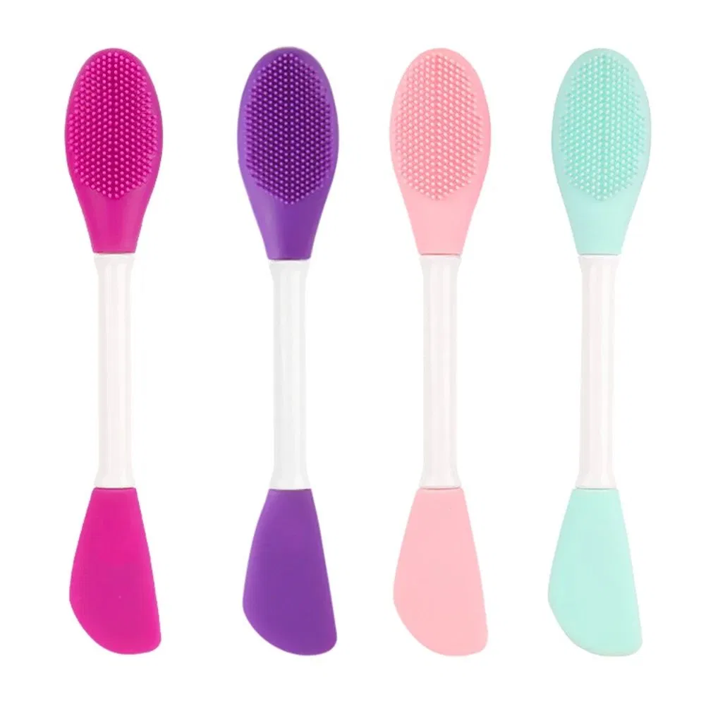 Escova de Limpeza Facial de Silicone Personalizada com Duas Cabeças e Ferramentas de Pincel de Maquiagem por Atacado