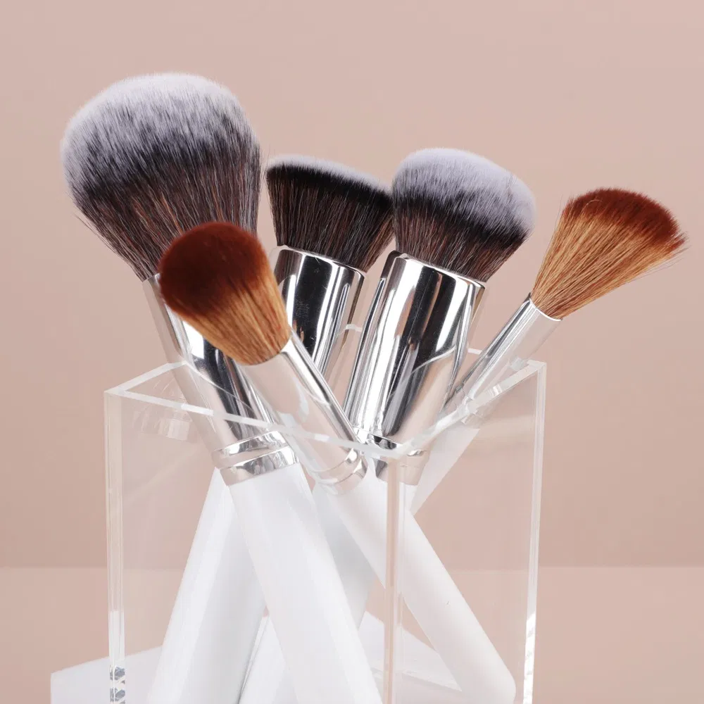 Coleção de Pincéis de Maquiagem Facial Duráveis com Ferrule Metálico para Uso Diário