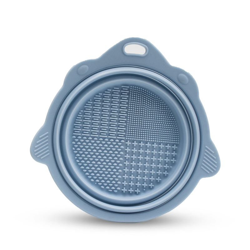 Tapete de Limpeza para Pincéis de Maquiagem em Silicone Macio e Ecológico com Tigela Dobrável