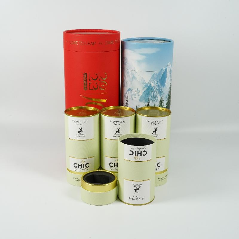 Tubo de embalagem de pincéis de maquiagem com estampagem a quente para presente de batom, cilindro de papel com impressão de logotipo personalizada