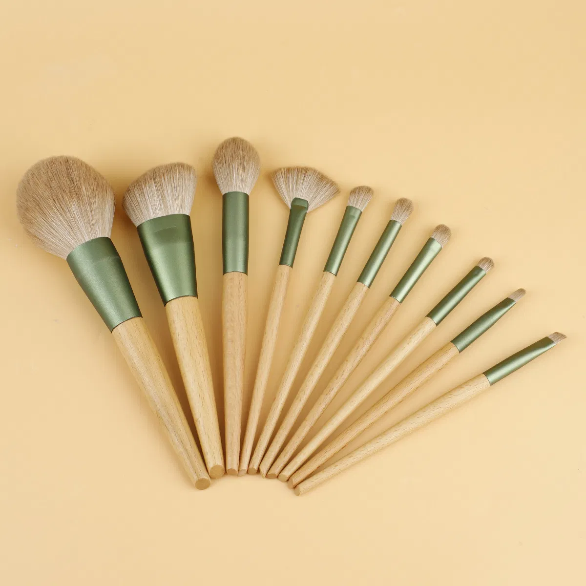 Conjunto de Pincéis de Maquiagem Natural Beautichen 10-Piece – Cabos de Bambu Ecológicos e Cerdas Sintéticas Macias – Pincéis para o Rosto e Olhos