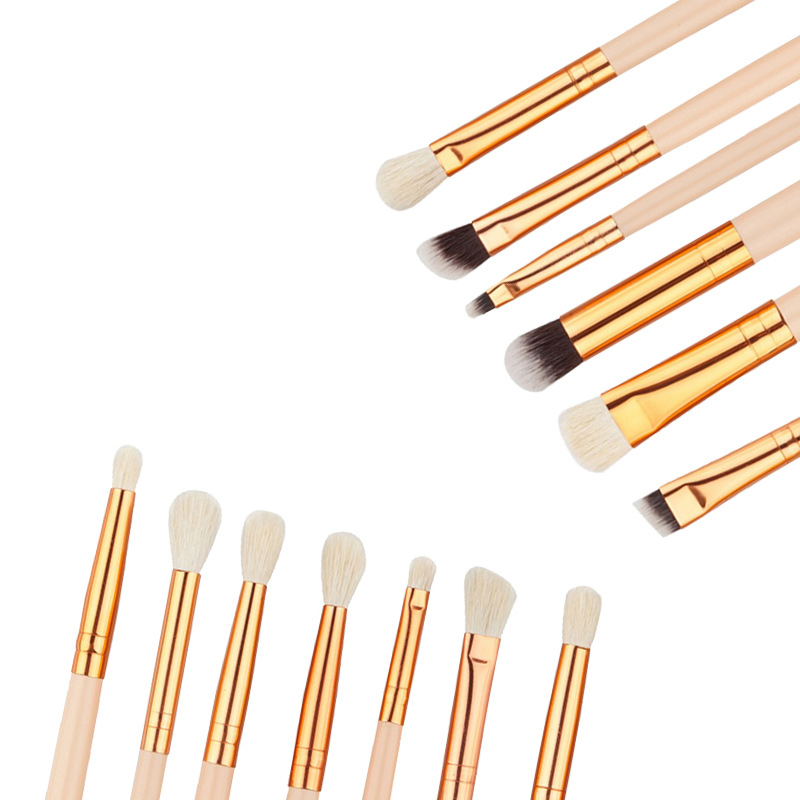 Conjunto de Pincéis de Maquiagem com Cabo de Madeira Rosa Dourado Clássico 12 Pincéis de Cerdas Macias