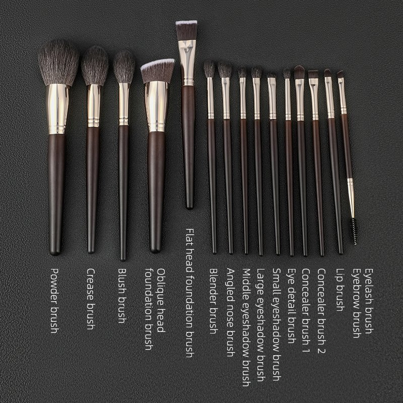 Conjunto de Pincéis de Maquiagem de Anime com Tubo de Alumínio 15 PCS Pincéis de Maquiagem de Cabelo de Cabra Natural com Bolso