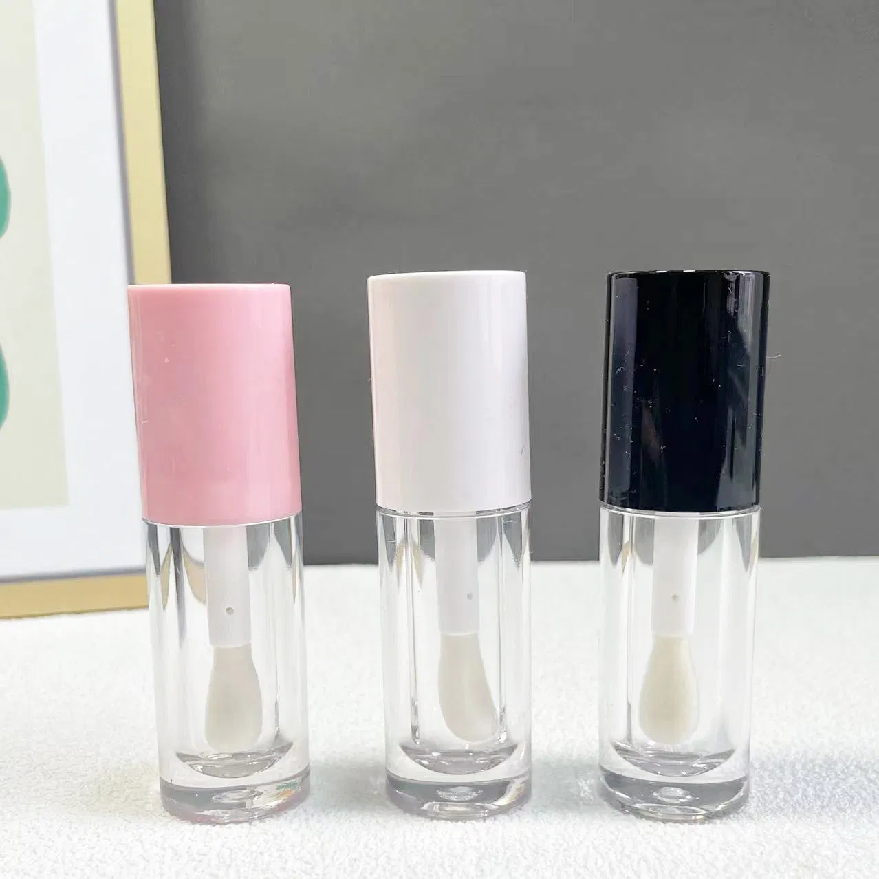Personalizar Logo ABS 6ml Tubo de Gloss Labial com Cabeça de Pincel Grande Embalagem de Tubo Líquido para Maquiagem