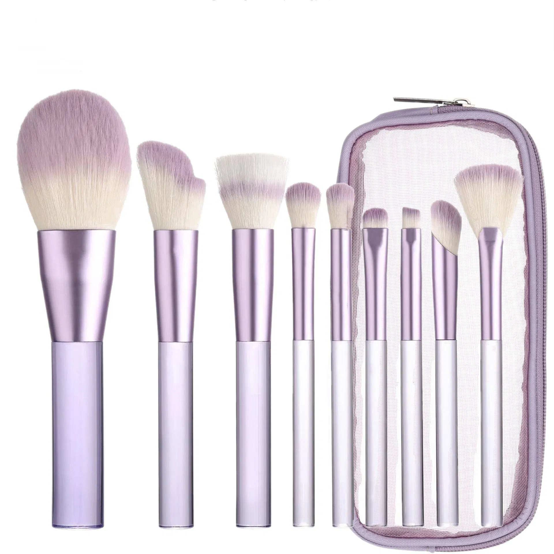 Conjunto de Pincéis de Maquiagem Veganos Macios para Viagem com Bolsa