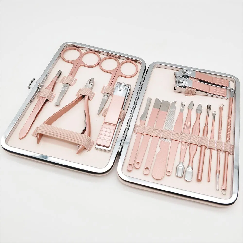 18PCS Kit de Ferramentas de Beleza para Unhas Profissional com Cortador, Empurrador e Pinça para Manicure e Maquiagem