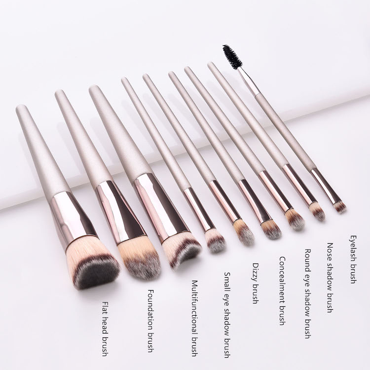 Pincel de Maquiagem para Fundamento Líquido, Delineador, Sombra, Lábios e Sobrancelhas com Cabo de Madeira e Cerdas Sintéticas Macias, Tapered Blending Sculpting