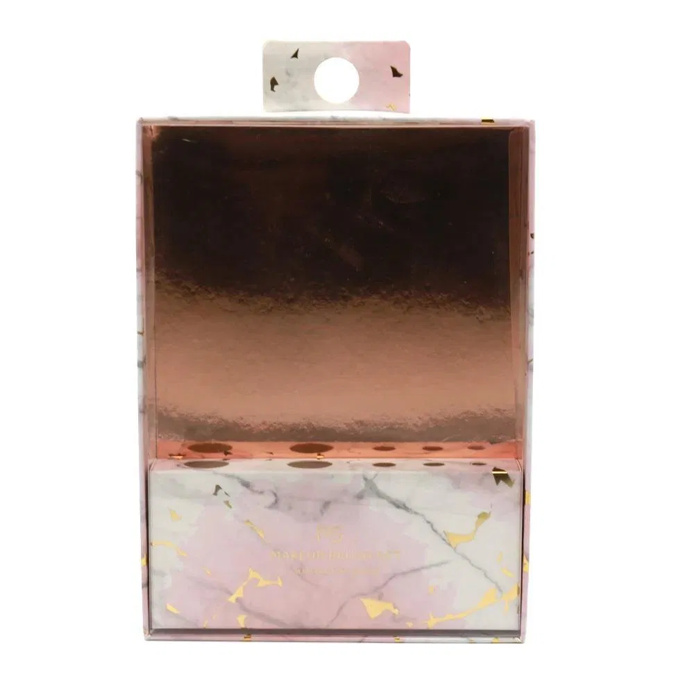 Conjunto de Pincéis de Maquiagem Cosmética Personalizados em Rosa com Caixa de Embalagem de Papelão Reciclado