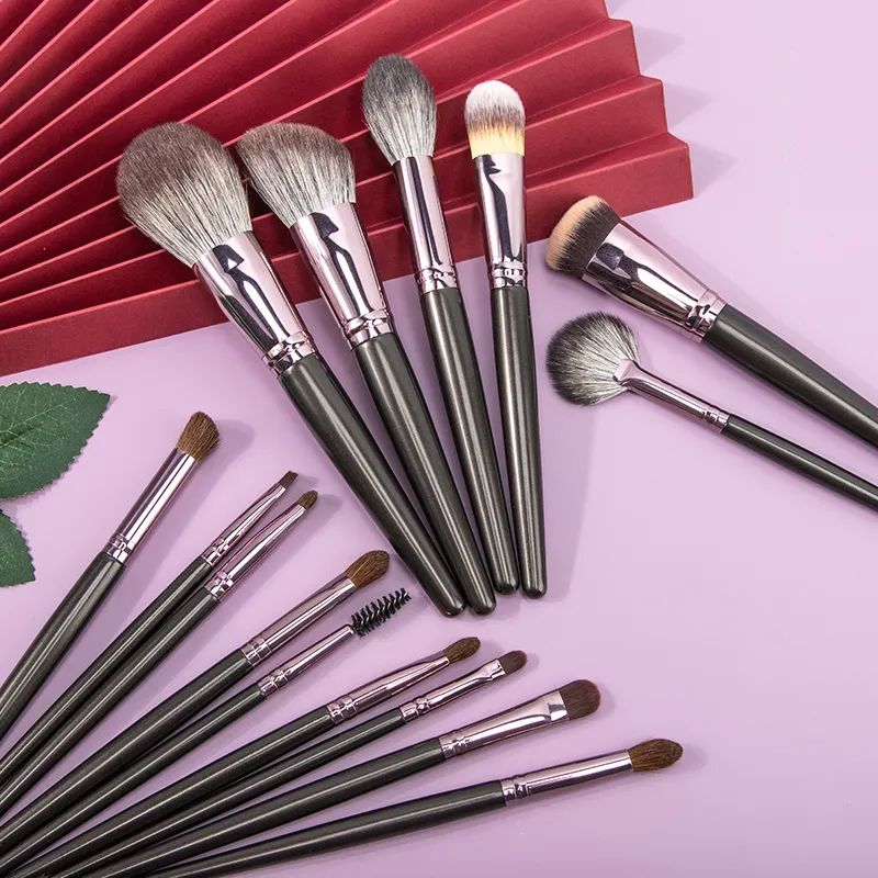 Fabricantes OEM 15 Conjunto de Pincéis de Maquiagem de Fibra Natural da Fundação Pincéis Cosméticos