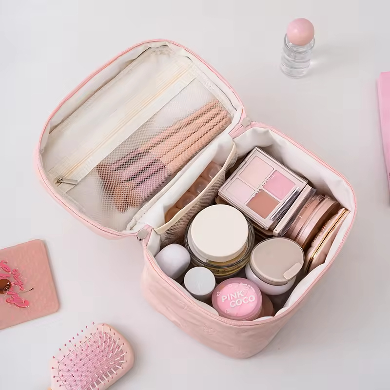 Bolsa de Maquiagem para Viagem Feminina de Grande Capacidade para Produtos de Cuidado com a Pele e Pincéis