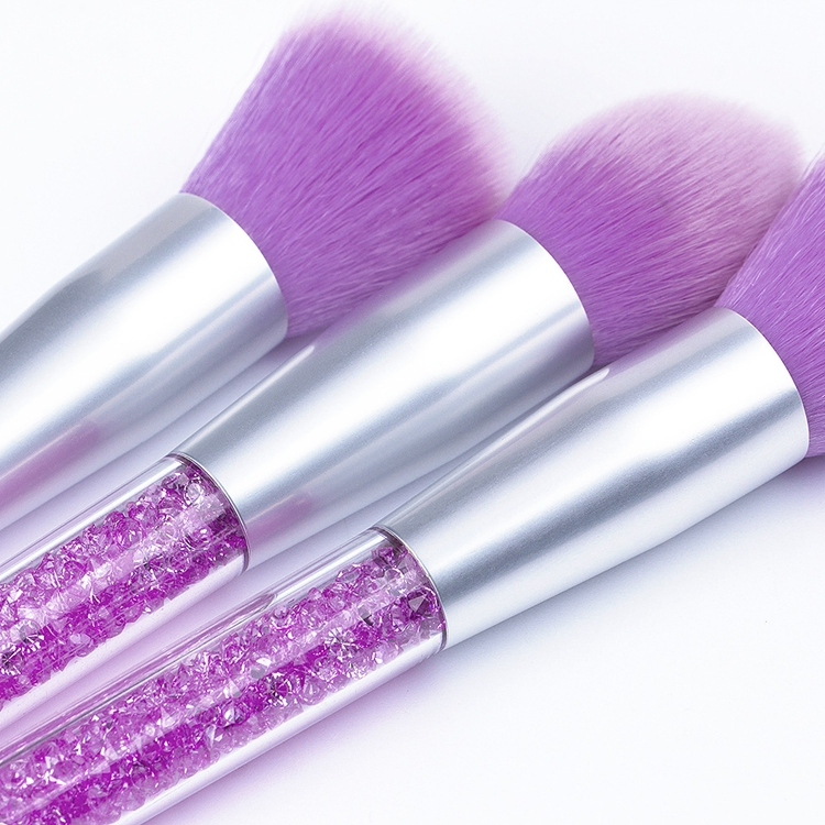Novo Conjunto de Pincéis de Maquiagem Ecológicos 8PCS Pincéis de Maquiagem de Cristal Rosa Roxo com Cabo de Diamante Ferramentas de Beleza