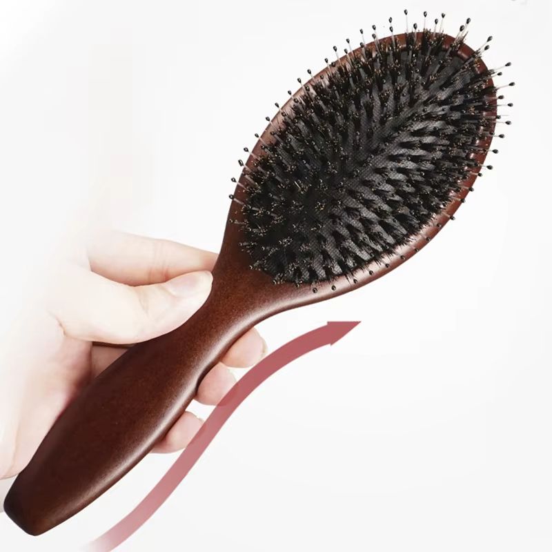 Escova de Cerdas de Javali em Madeira de Bambu Formato de Viagem Produtos para Cabelo Sustentáveis e Ecológicos Escova de Cabelo Designer Escova de Paddle de Madeira