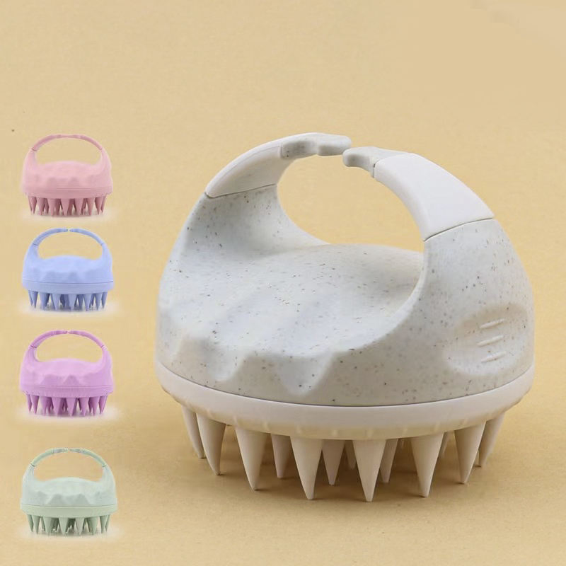 Novos Chegados Escova de Silicone para Couro Cabeludo Massageador Escova de Cabelo de Palha de Trigo Acessório de Cuidado Capilar para Escova de Shampoo Massagem no Couro Cabeludo