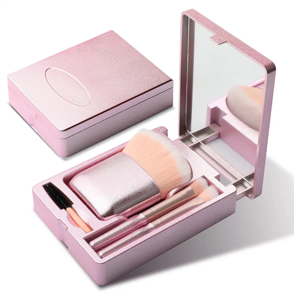 Conjunto de Pincéis de Maquiagem Pó de Beleza Pincéis Cosméticos para Sobrancelha para Ferramenta de Sombra de Olho com Estojo Espelho