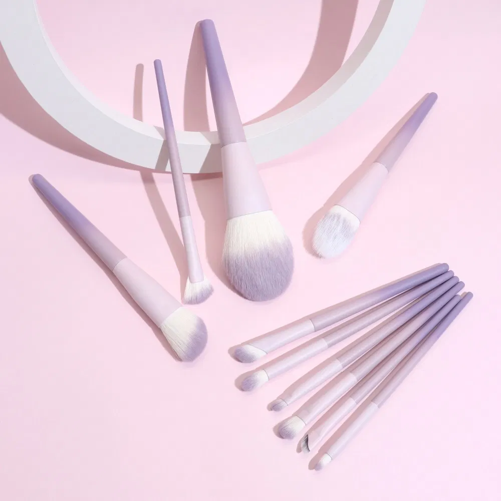 Conjunto de Pincéis de Maquiagem Gradiente Roxo Beautichen 10-Piece – Cerdas Sintéticas Macias para Base, Contorno, Esfumado, Sombra – Pincéis Cosméticos Veganos