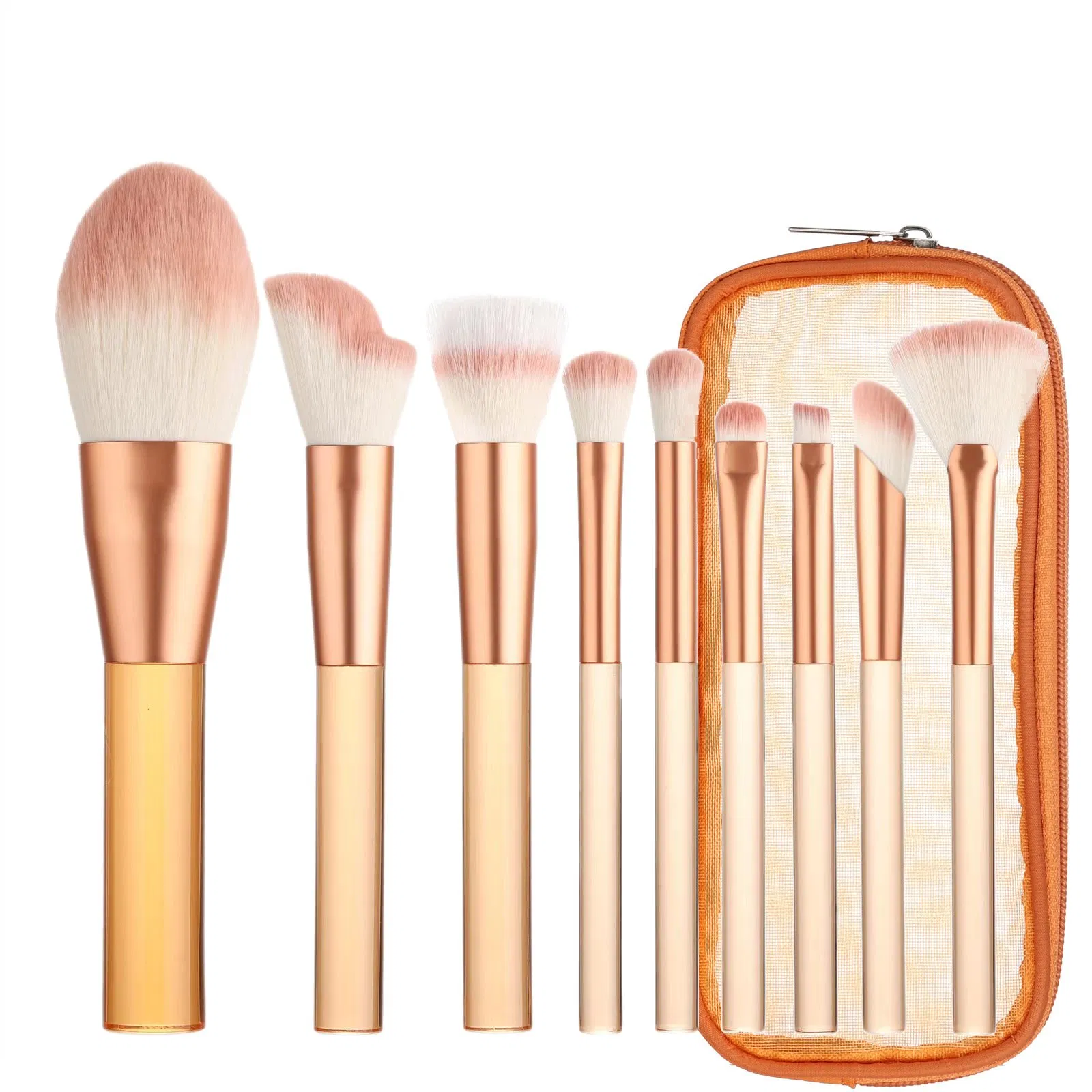 Conjunto de Pincéis de Maquiagem Veganos Macios para Viagem com Bolsa