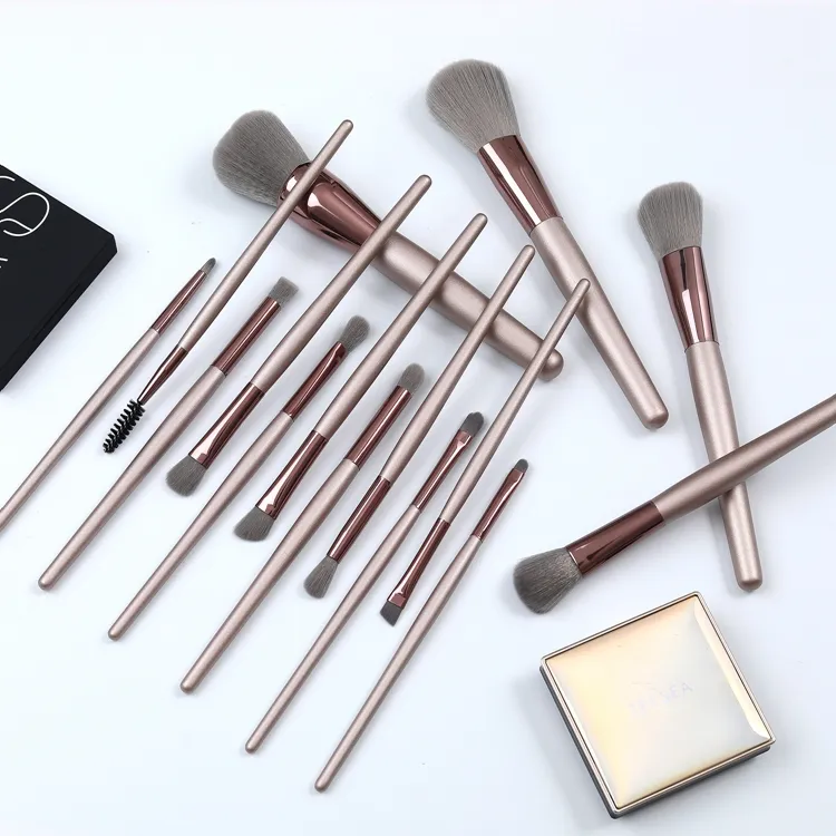 15PCS Conjunto de Pincéis de Maquiagem Profissional Marrom com Logo Personalizado de Sua Própria Marca e Etiqueta Privada por Atacado