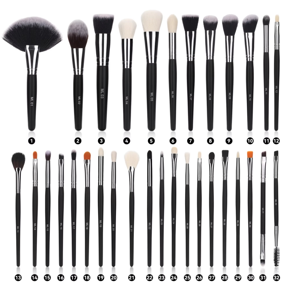 Conjunto de Pincéis de Maquiagem para Sombra de Olhos de Luxo 32 em Forma de Leque