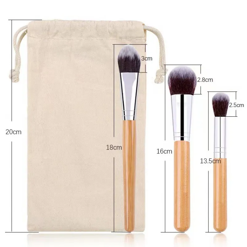 Conjunto de Pincéis de Maquiagem com Cabo de Bambu