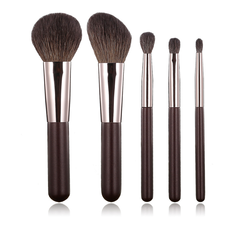 Atacado 5PCS Pincéis de Maquiagem Portáteis de Cabelo de Cabra com Etiqueta Privada para Viagem com Bolsa Cosmética