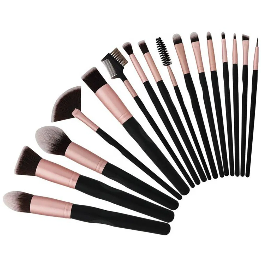 Best Selling Cosmetic Black Groove Professional 16 PCS Private Makeup Brush Set
