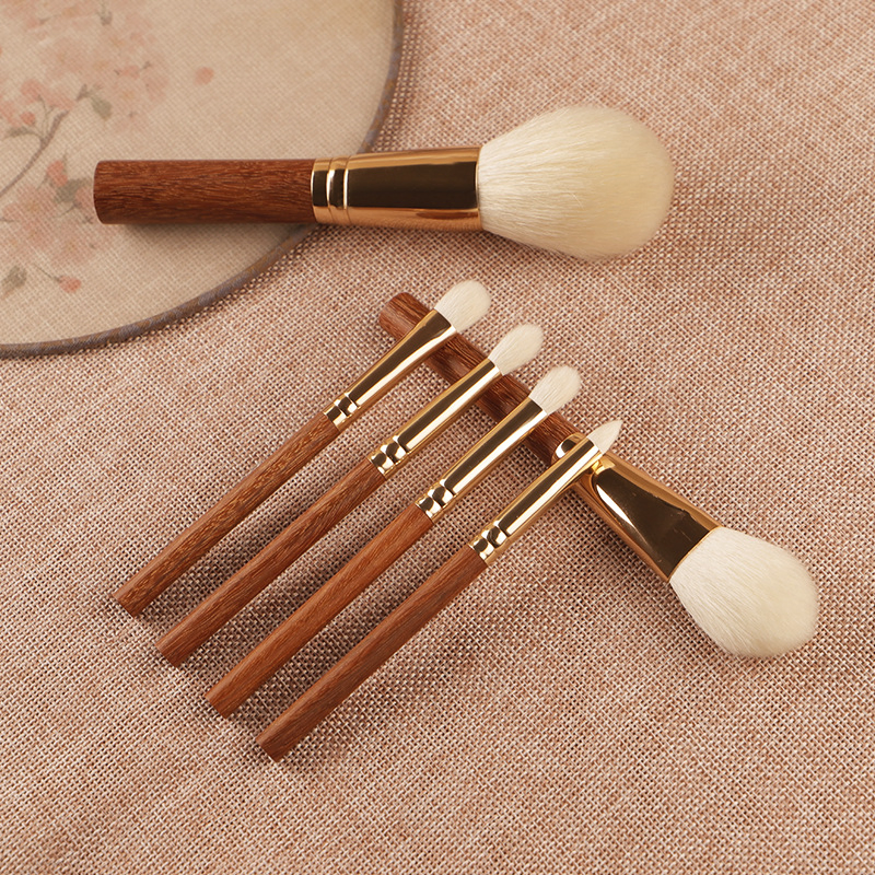 Conjunto de Pincéis de Maquiagem Luxuosos Beautichen 6-Piece - Cabos de Madeira Premium com Acentos Metálicos, Cerdas Macias Veganas, Kit Amigo de Viagem - Essenciais de Beleza Ética