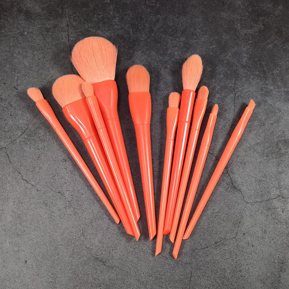 10PCS Conjunto de Pincéis de Maquiagem para Rosto e Sombra de Olhos com Cabo de Plástico de Marca Privada Profissional