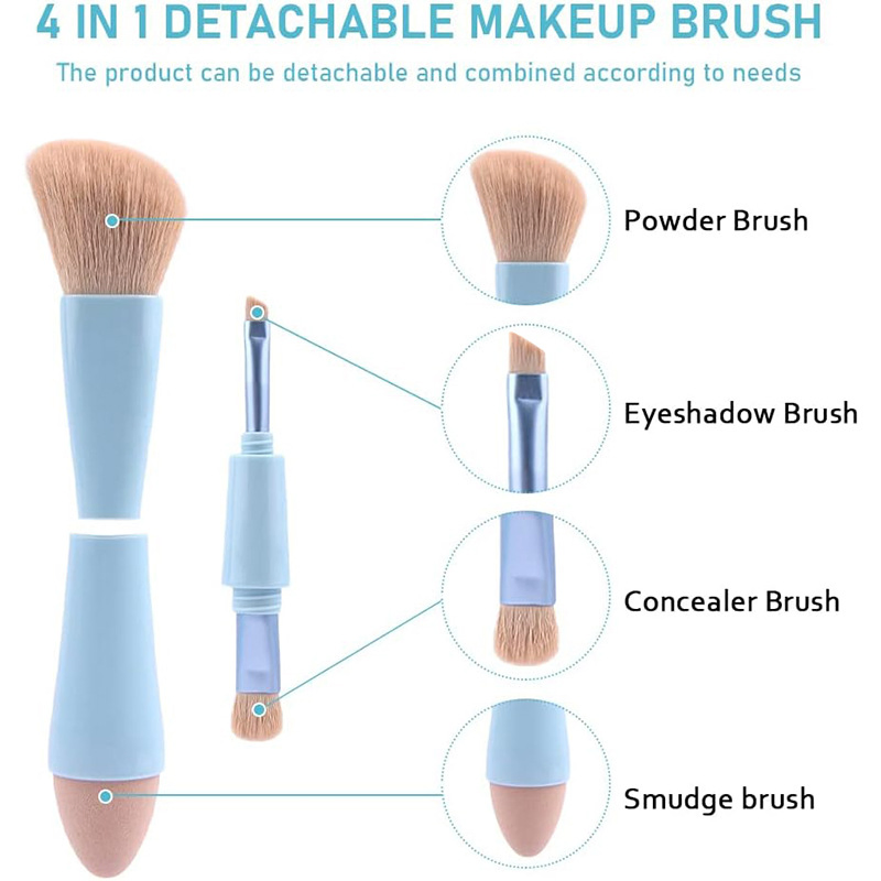 4-in-1 Pincel de Maquiagem Vegano e Amigo de Viagem Ferramenta de Beleza Tudo-em-Um para Glamour em Movimento Dropshipping Pincéis
