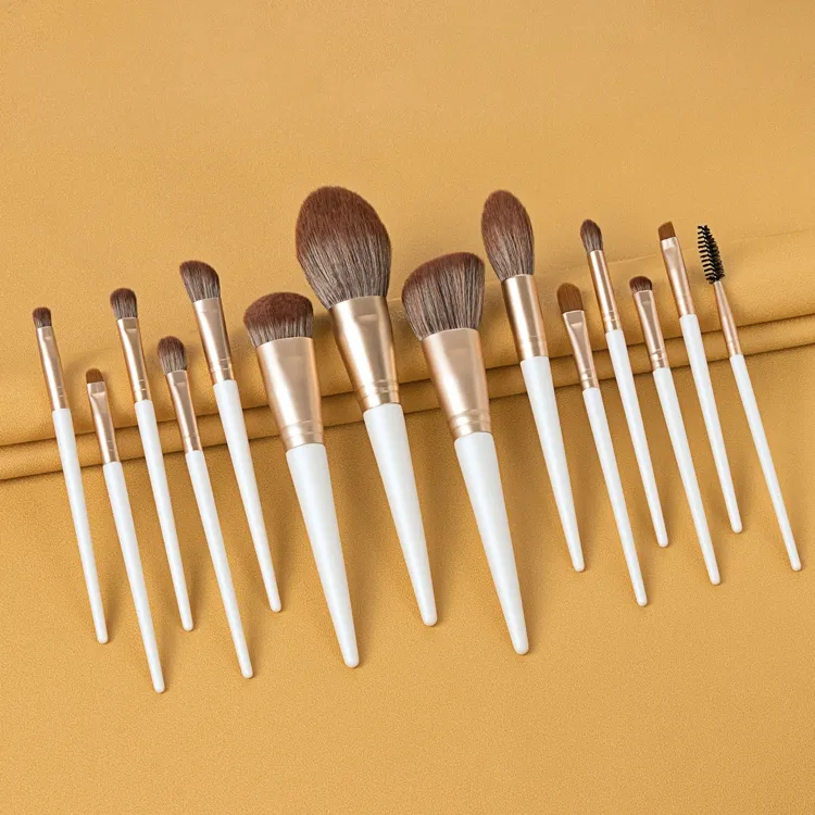 Conjunto de Pincéis de Maquiagem para Sobrancelhas e Delineador em Pó Branco da Fundação PRO, Conjunto de Pincéis de Cabelo Sintético de Alta Qualidade