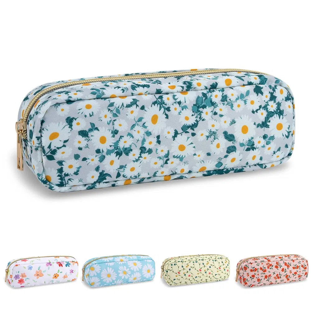Bolsa de Maquiagem Floral Estilosa com Zíper para Viagem