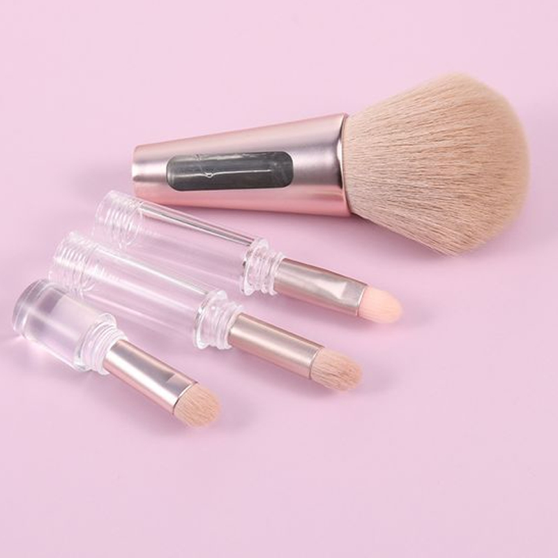 Beautichen 4-in-1 Pincel de Maquiagem Fibra Sintética - Pincel Angulado Redondo para Blush, Pó, Mistura e Lábios