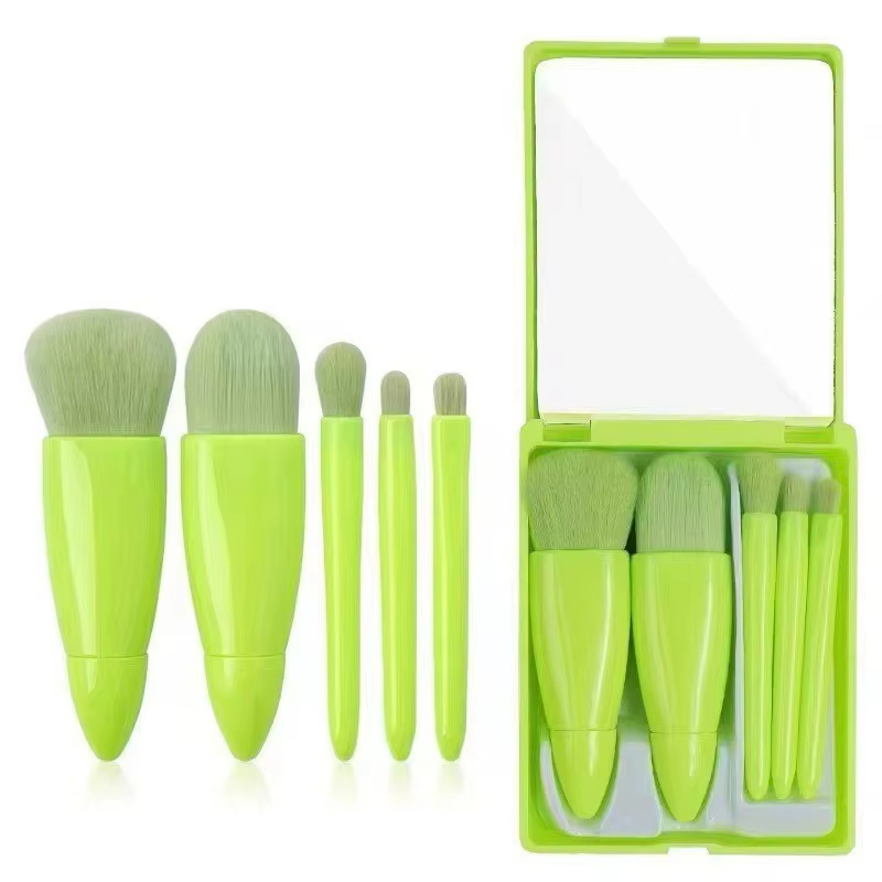 Gloway 5PCS Kit de Pincéis de Maquiagem Portátil Personalizado com Espelho