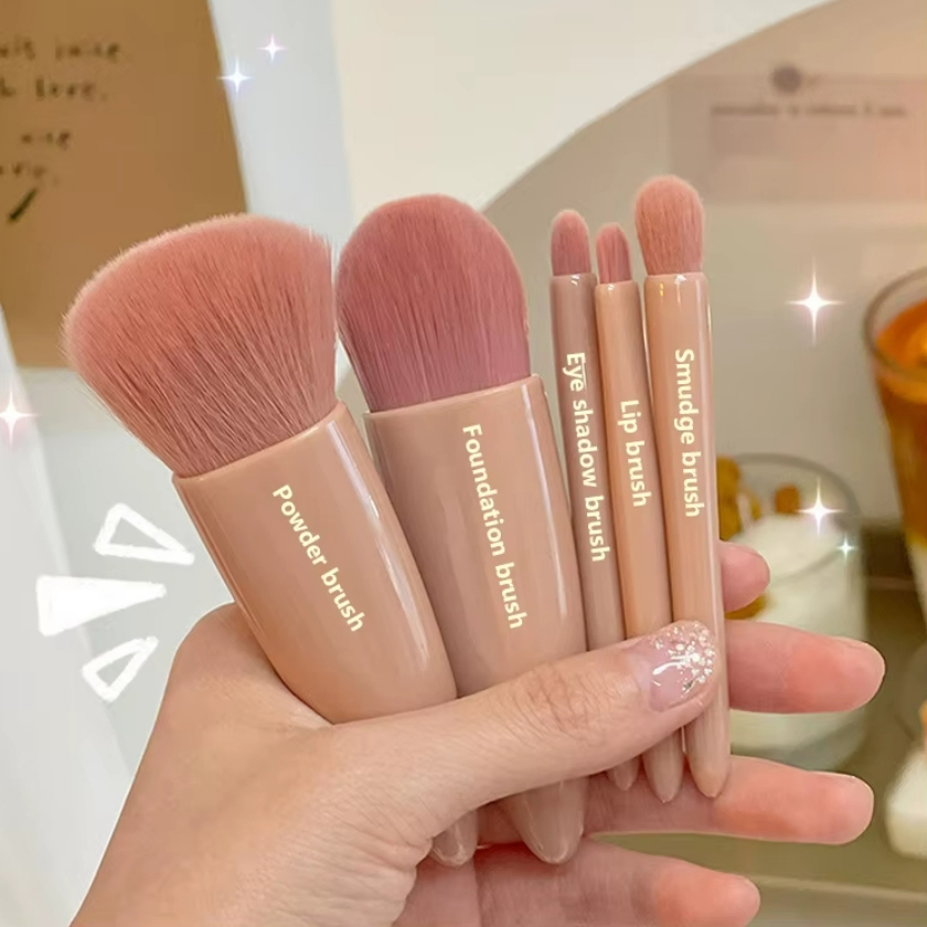 Gloway 5PCS Kit de Pincéis de Maquiagem Portátil Personalizado com Espelho