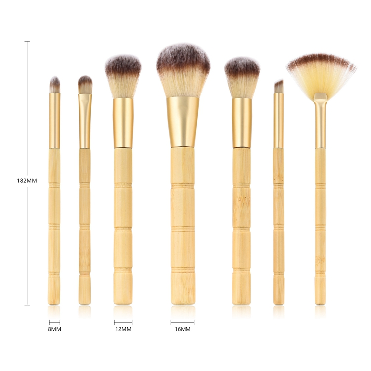 Novo 7PCS Conjunto de Pincéis de Maquiagem de Bambu com Cerdas Naturais e Macias para Base, Blush e Sombra de Olhos Ferramenta de Maquiagem