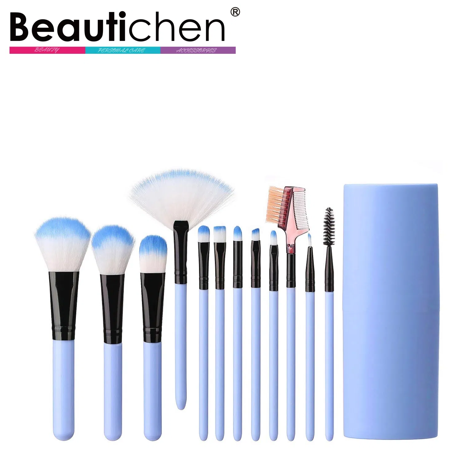 Conjunto de Pincéis de Maquiagem de Alta Qualidade por Atacado 12PCS Pincel de Esfumar com Cerdas Naturais para Sombra de Olhos Conjunto Completo